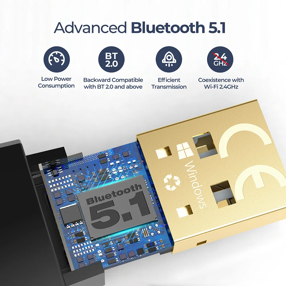 USB адаптер Mpow BH519 Bluetooth 5 1 приемник передатчик 2 в для ПК поддержка Windows 10/7 Linux ключ