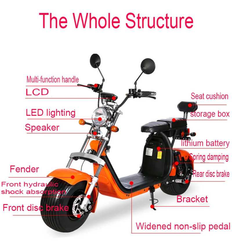 Preise Leistungsstarke Erwachsene Elektrische Citycoco Roller Motor Fett Reifen Motorrad 2 Sitze Fatbike Elektrische Mit EWG 1500w Europäischen Lager