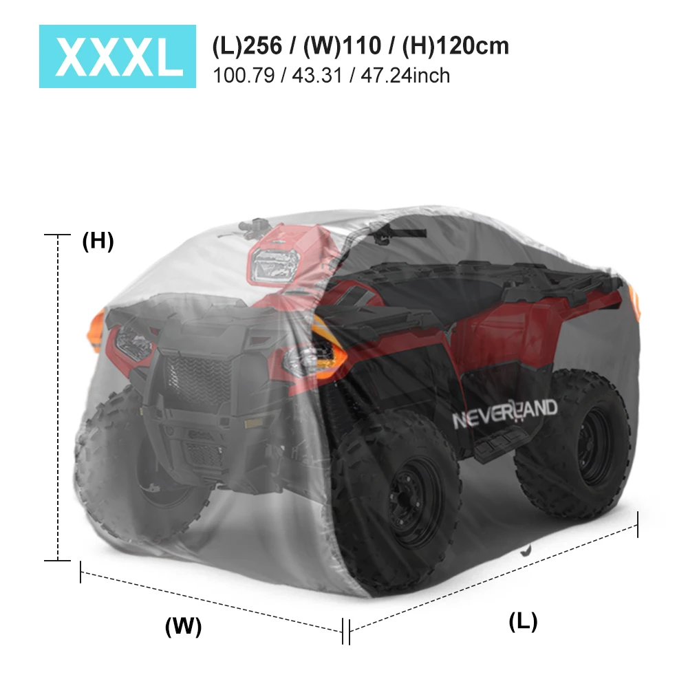 Водонепроницаемый чехол XXXL 256 см XL 210 для пляжа ATV QUAD Motor Bike 190T с защитой от дождя и