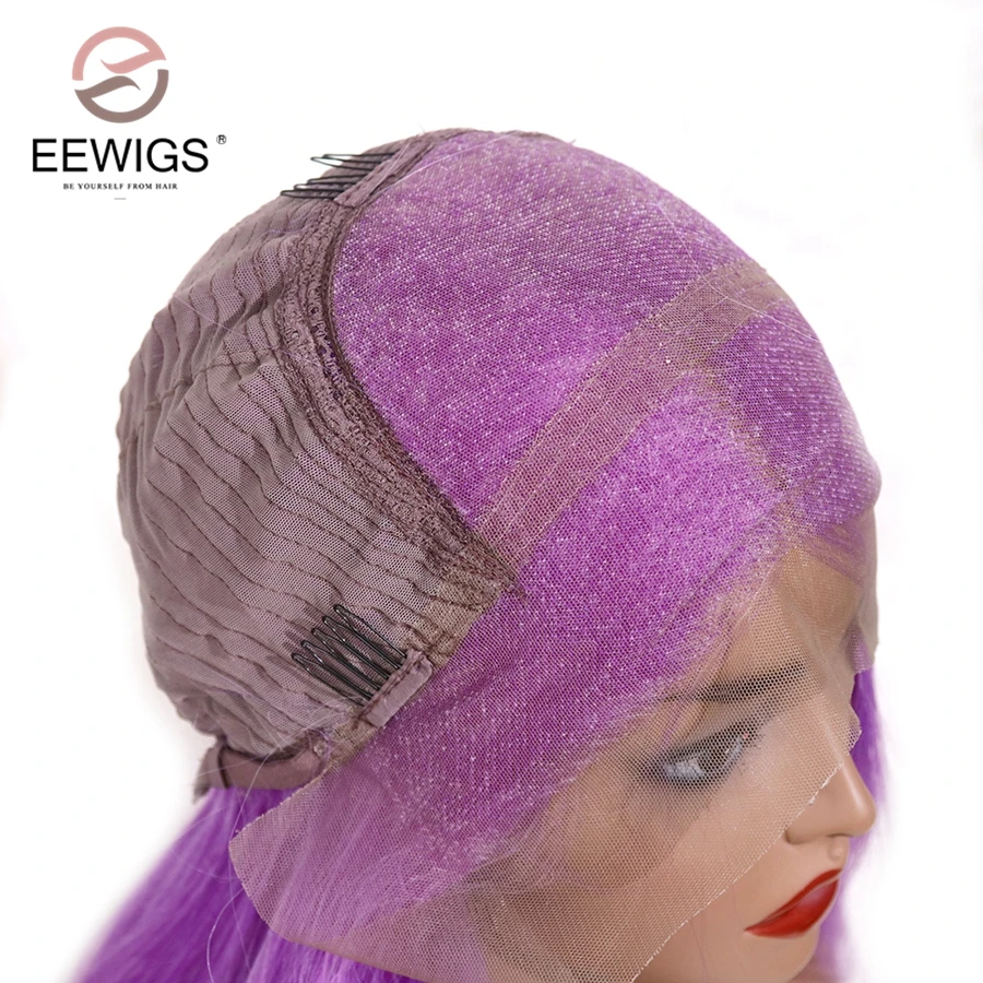 EEWIGS Glueless 13x6 парик фронта шнурка коричневый цвет прямой синтетический парик фронта шнурка блонд Ombre Оранжевый Парики высокая температура волос