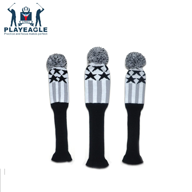 

PLAYEAGLE 3 шт./комплект, Вязаные чехлы на голову для гольф-клубов, чехол для водителя (460cc), деревянные чехлы на голову