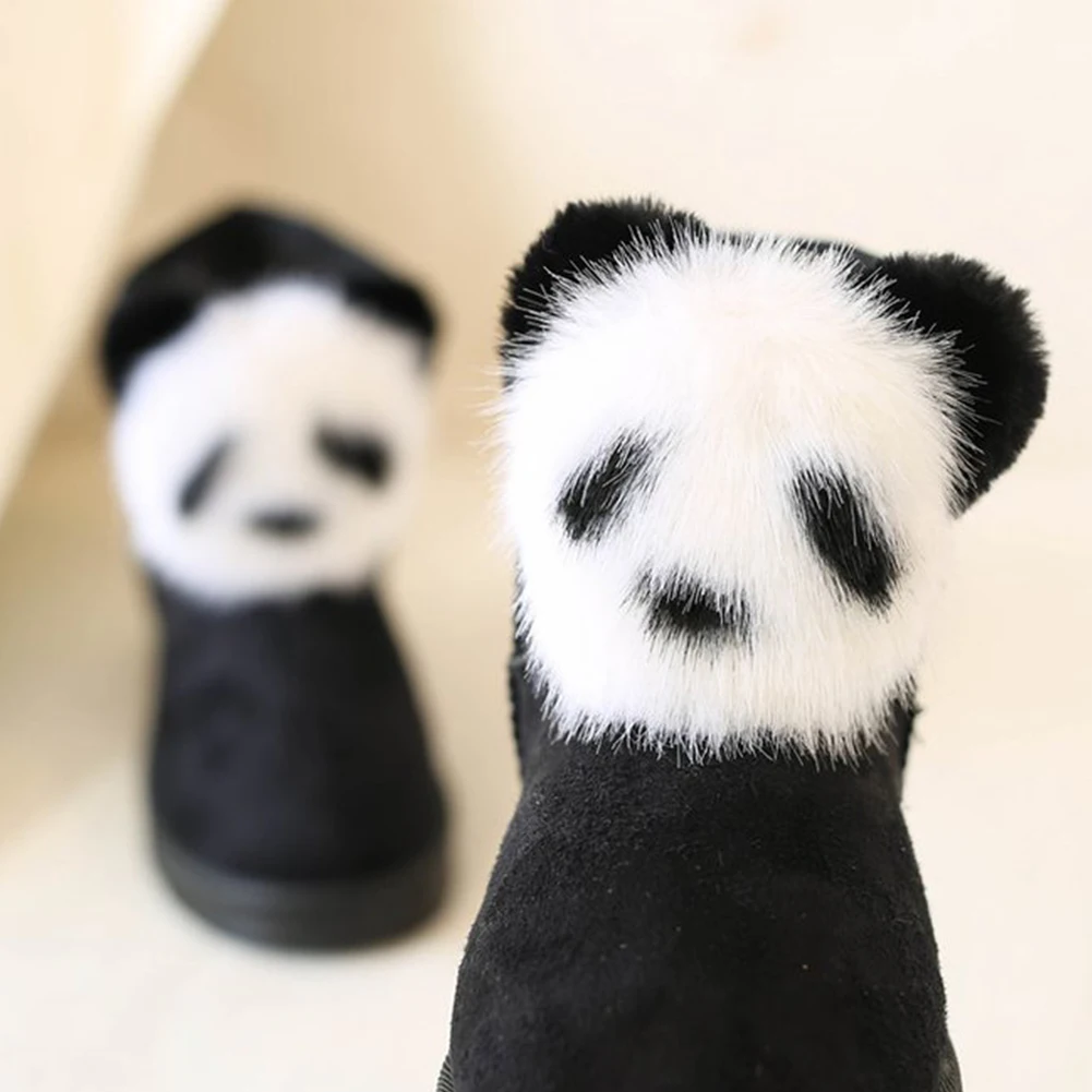 

2021 Winter New Fashion Solid Ankle Boots Short Plush Big Size 40 Short Plush Warm Snow Boots Panda Lovely Sweet Woman Shoes