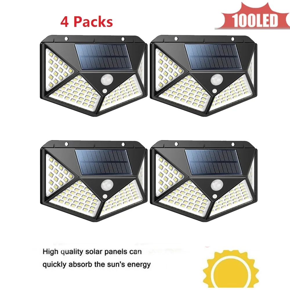 

1-4pcs 100LED White Solar Motion Sensor Separable Wall Light Solar Powered Wireless light IP65 Waterproof for Garden 4 sided