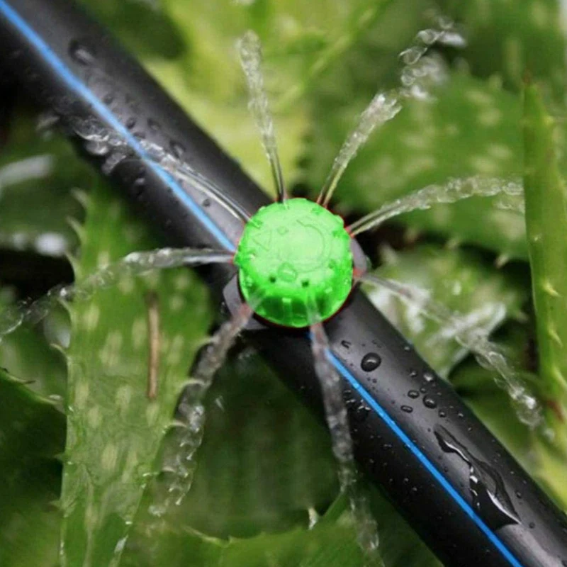 

100-PACK-360 Degree Drip Irrigation Nozzle, Adjustable Flow Rate Suitable For 1/4 (4-7mm) Drip Irrigation Tube