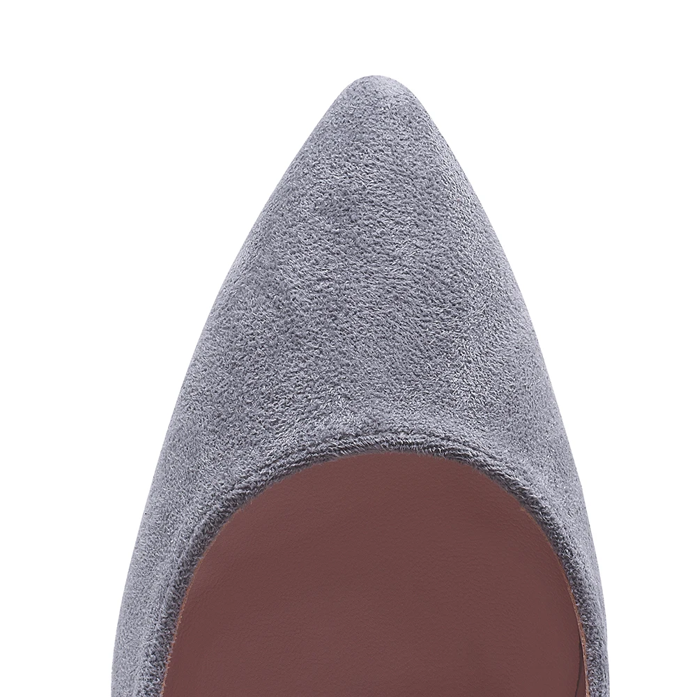 

High Heel Shoes Gray Stiletto Heels for Women Pointed Toe Faux Suede Casual Party Shoes Pumps Zapatos De Mujer