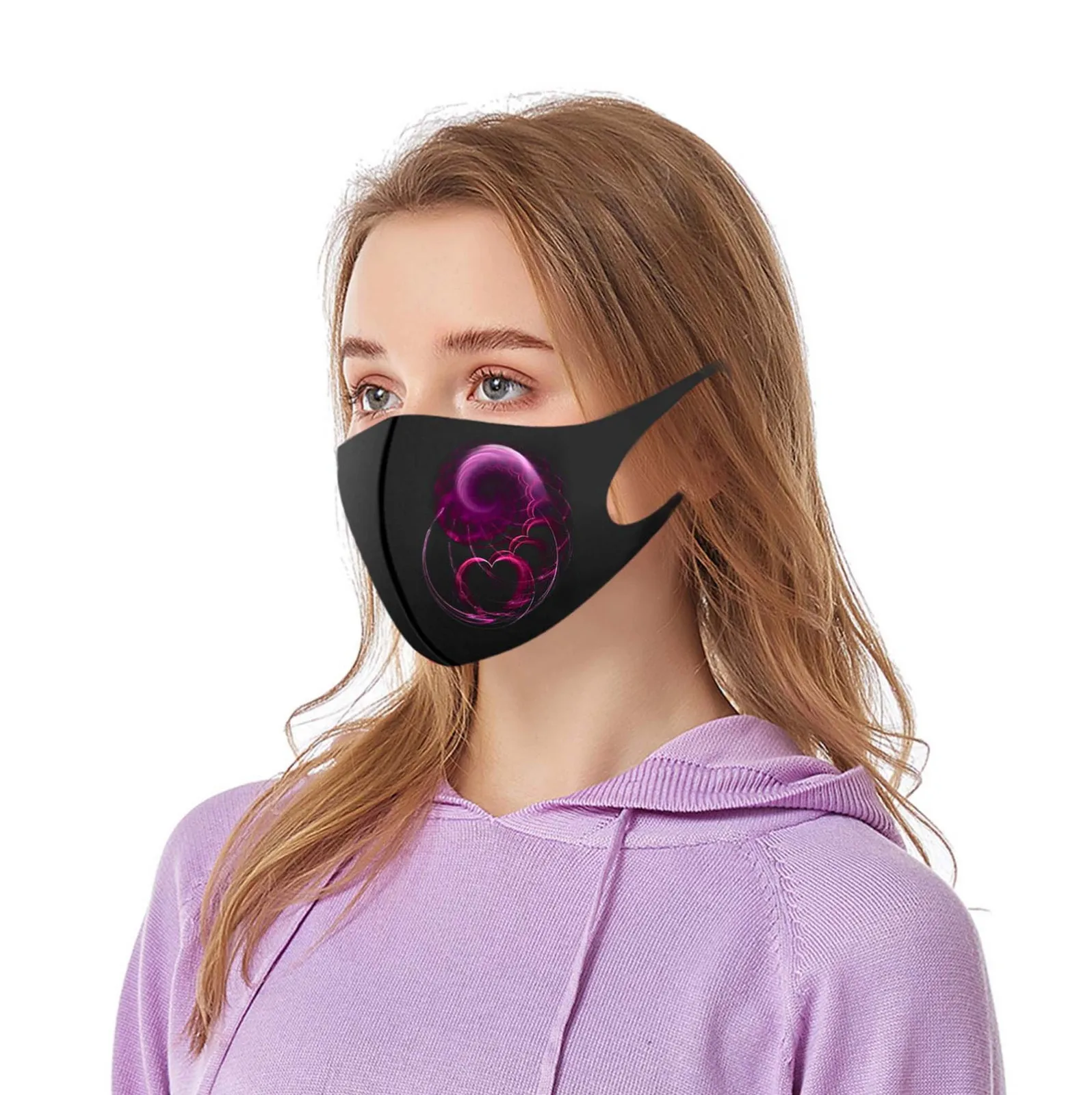 

1PC Adult's Valentine's Day Prints Reusable Dustproof Protection Face Mask Washable Outdoor Warm Windproof Earloop Mascarillas