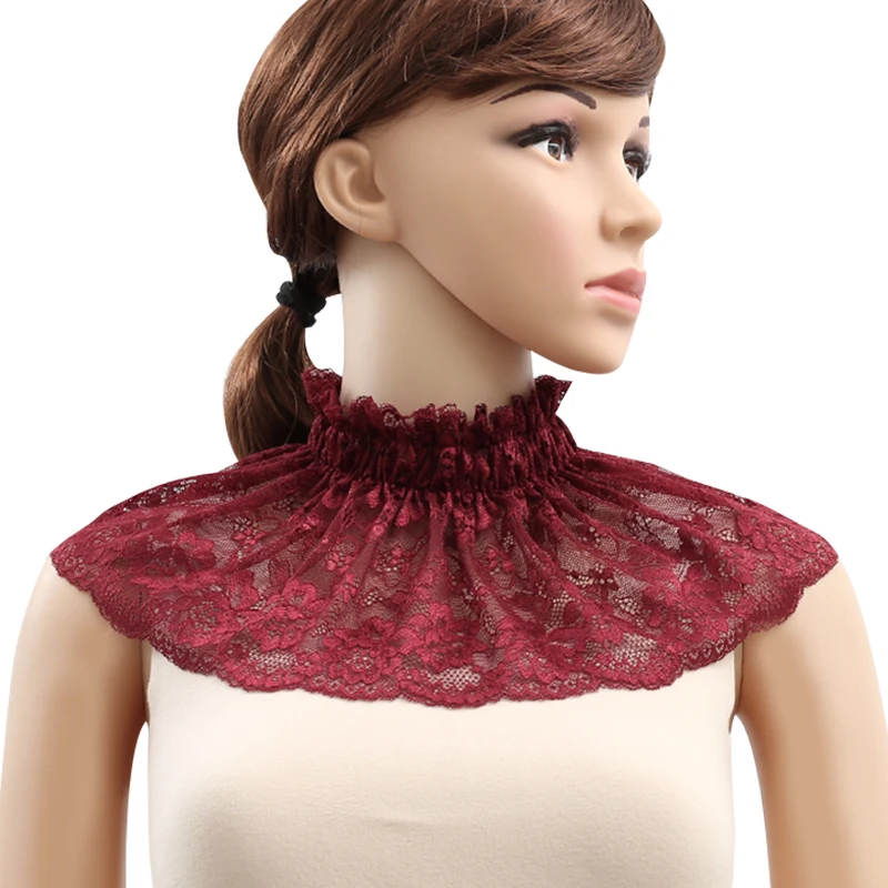 Женский Осенний кружевной нагрудник защита шеи тонкий Шелковый шарф накладной