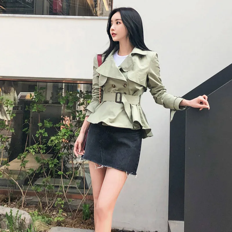 Женская Повседневная ветровка с двумя пуговицами базовые куртки новое