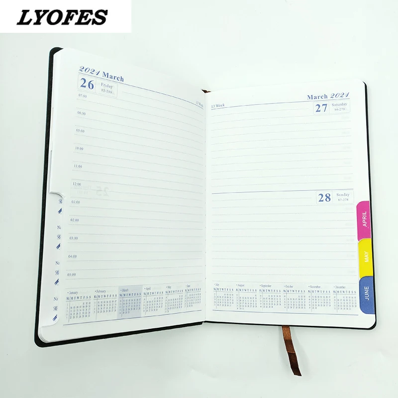 

New Agenda 2021 A5 Planner English language journal Leather soft cover School Notebook Stationary