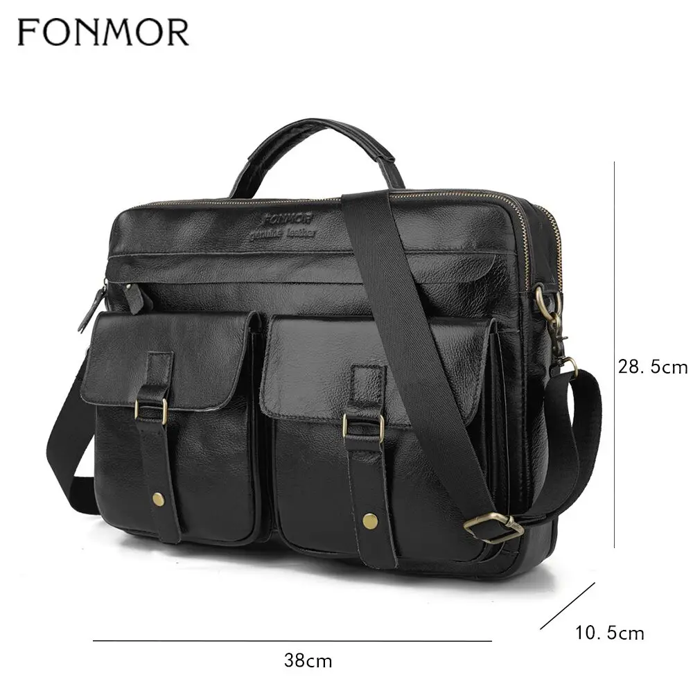 FONMOR мужской портфель, сумки для деловая сумка для мужчин, комплект из 2 предметов, сумки высокого качества, Кожаные Офисные Сумки через плечо, сумка-тоут - Цвет: Черный