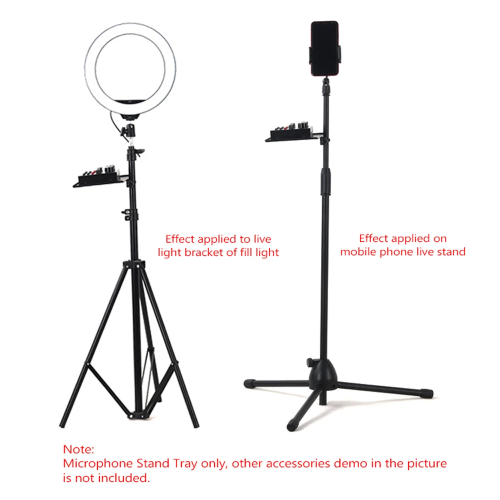 

200 * 140MM Sound Card Tray Live Broadcast Microphone Rack Stand Tray Tripod Phone Holder for Outdoor Photography