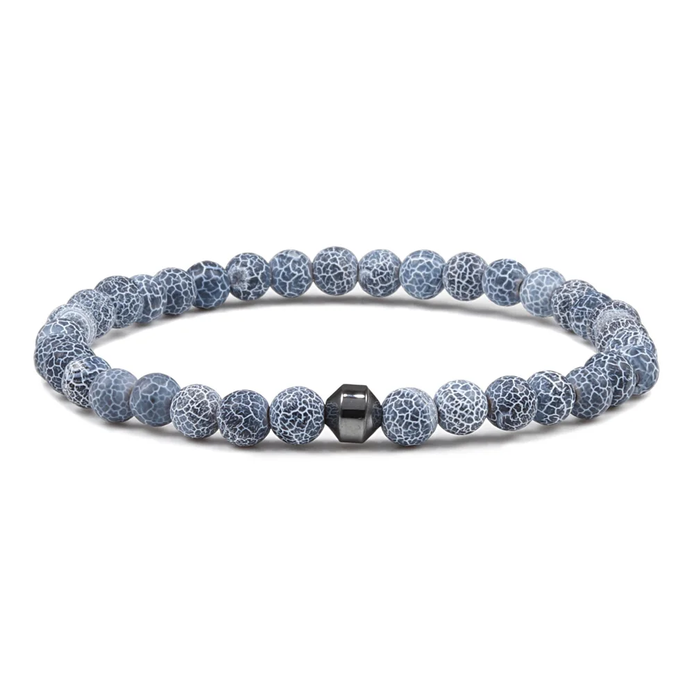 Стильный выпуклый цилиндр натуральный камень браслет выветривание бисером