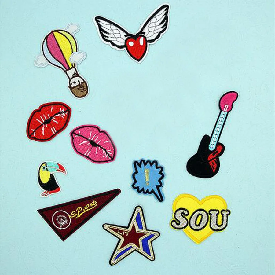 

Flamingo Mouth Eye Patches Cap Shoe Iron On Embroidered Appliques DIY Apparel Accessories Patch For Clothing Fabric Badges BU16