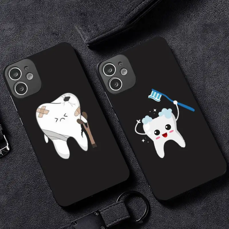 Смешной мультяшный стоматологический чехол для телефона с зубами коронами iPhone 12