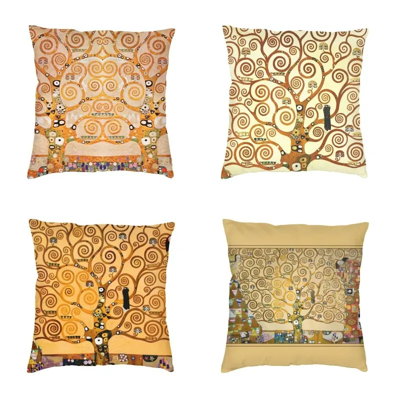 

Наволочки «Древо жизни» Густава Климта, украшение для спальни, модные художественные подушки с символикой для дивана, квадратная наволочка