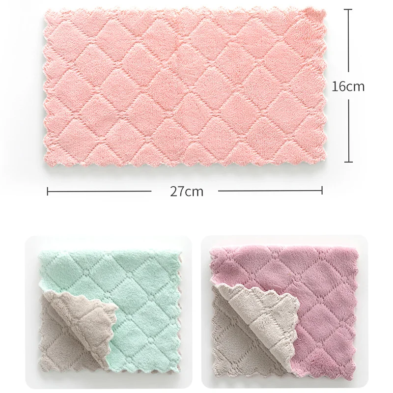 Салфетка из кораллового флиса для мытья посуды двухцветное супервпитывающее