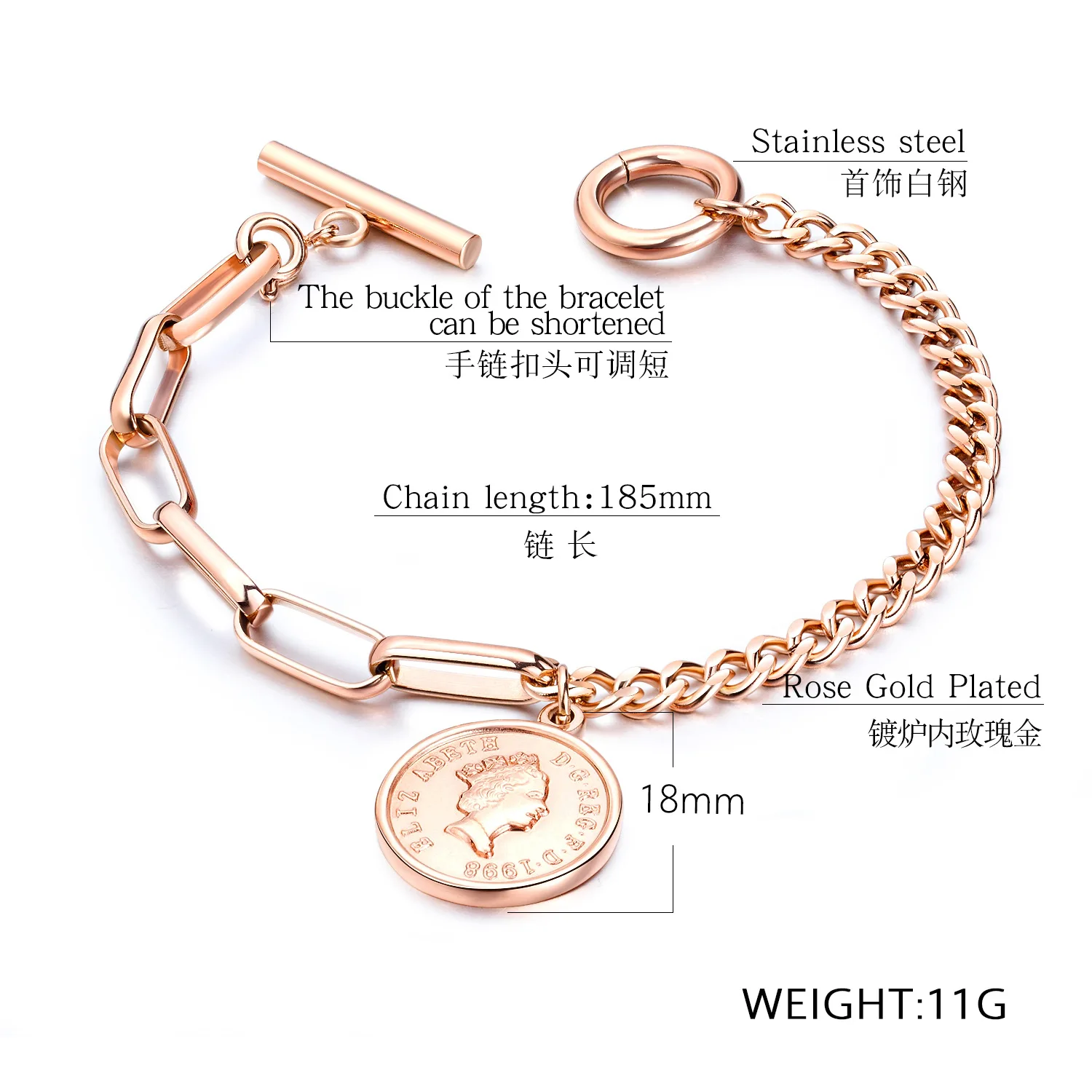 Женский браслет из титановой стали Hemiston RoseGold | Украшения и аксессуары