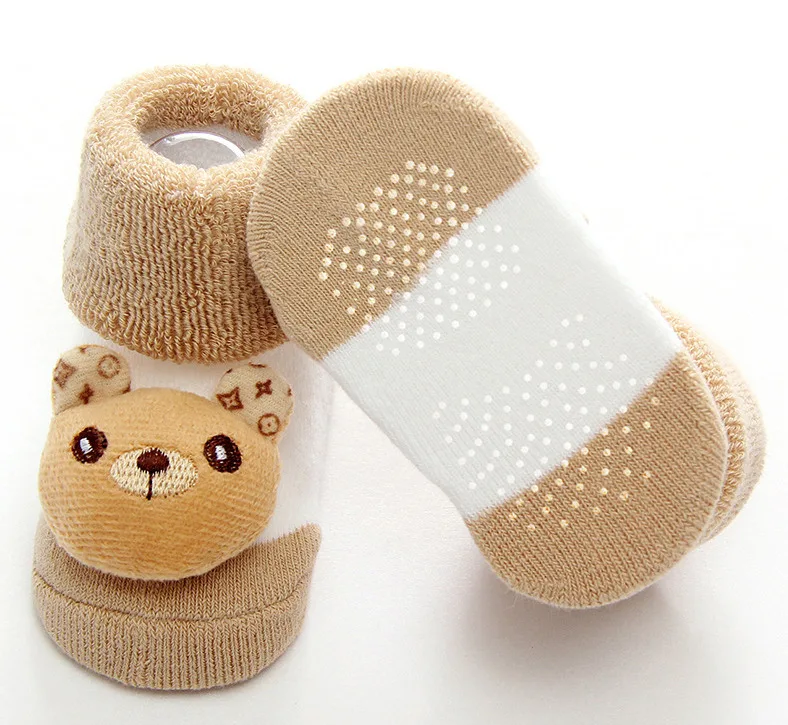 3 Pairs 0-18M Socks Newborn Baby Children Cartoon Girls Boys Anti-Slip Slipper Shoes Boots Autumn Winter | Детская одежда и обувь