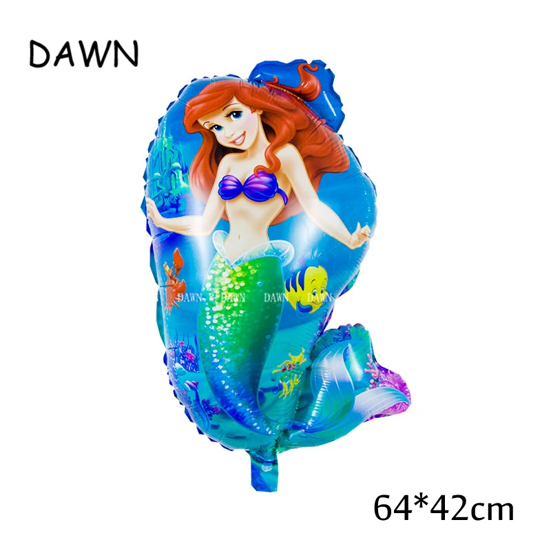 Mermaid 93*55 см большие Белль Золушка Белоснежка Принцесса фольга воздушные шары для маленьких девочек День Рождения украшения гелиевые шары подарок для детей - Цвет: Mermaid