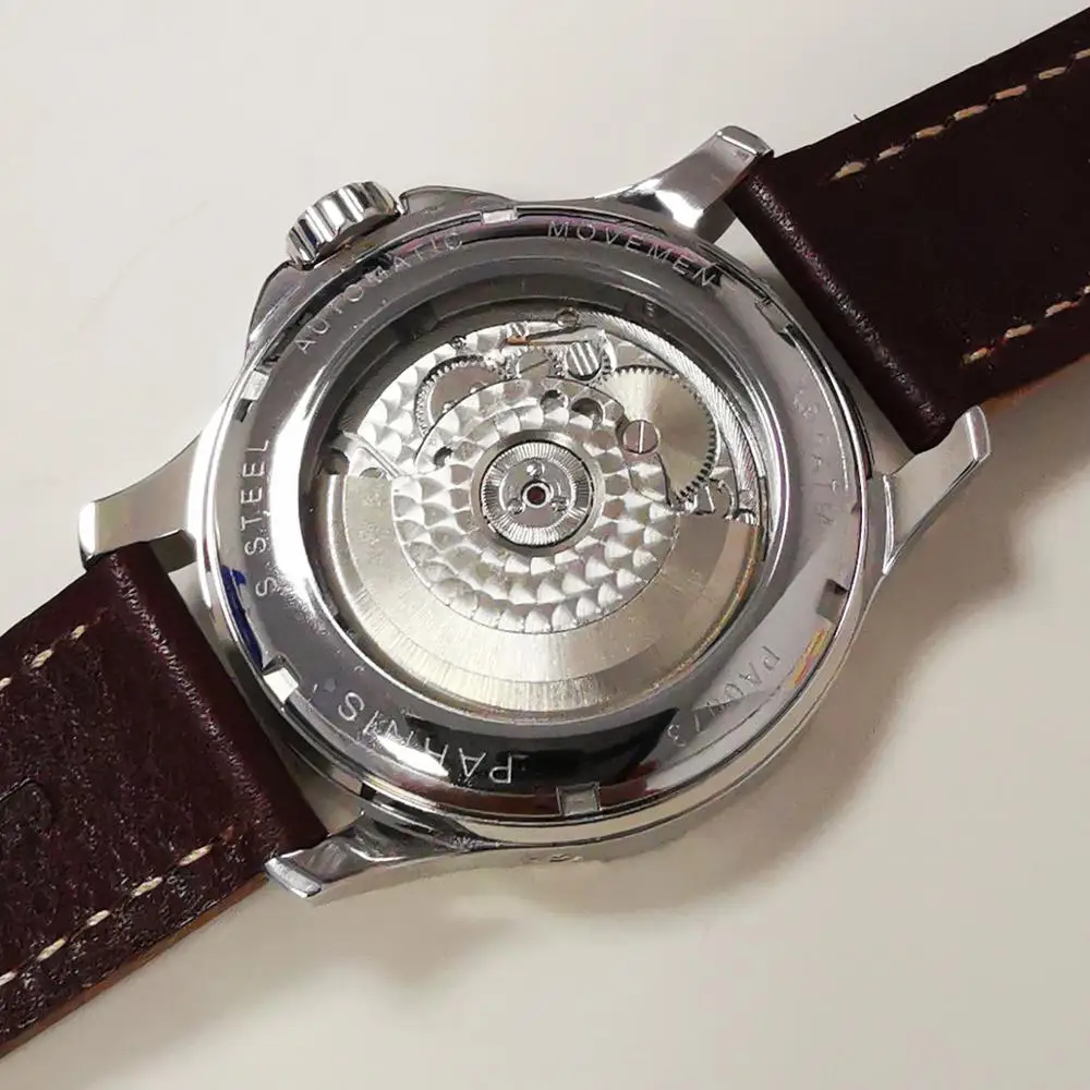 Parnis 44 мм стальной чехол сапфировое стекло светящийся циферблат запасная