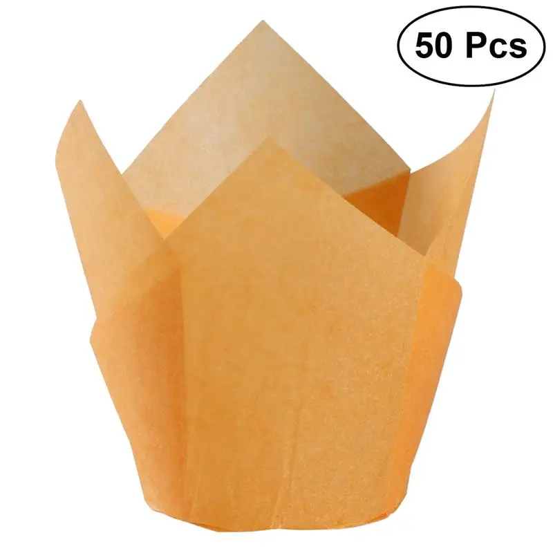 50pcs orange 50 шт обертка для кексов формы для выпечки формы тюльпана вкладыши для кексов чашки для кексов вечерние бумажные инструменты для выпечки тортов-белый золотой розовый - Цвет: 50pcs orange