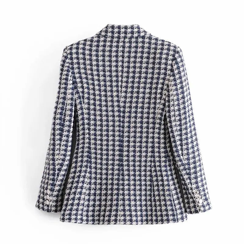 

ZA autumn new product fashion temperament European and American style light ripe texture Slim woolen houndstooth suit jacket