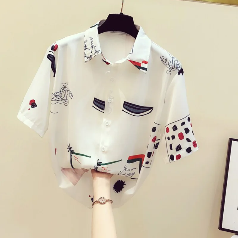 Летняя шифоновая рубашка с цветочным рисунком для студентов nv duan xiu Кружевная