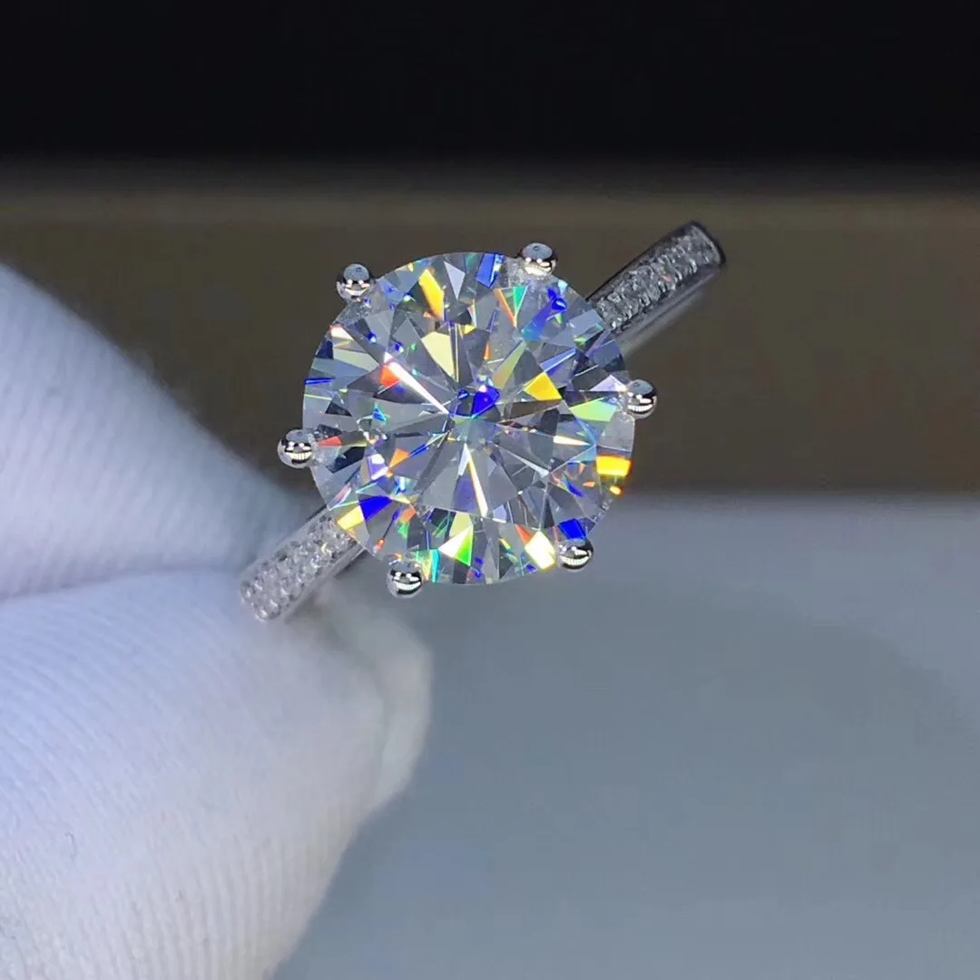 Серебряное кольцо из белого золота 3ct 9,00 мм D VVS роскошное свадебное кольцо для женщин