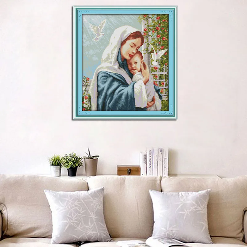 Joy Sunday домашний декор для мамы и сына Набор вышивки крестиком из холста с принтом