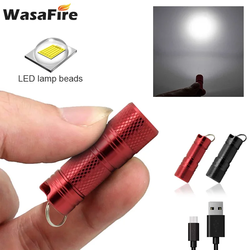 Фонарик WasaFire XML L2 с брелоком водонепроницаемый светодиодный фонарь зарядкой от USB