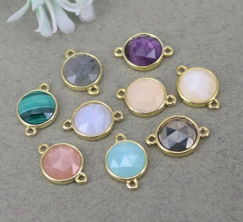 Шт. маленькие бусины с круглым соединителем из натурального кварца лабрадорита -