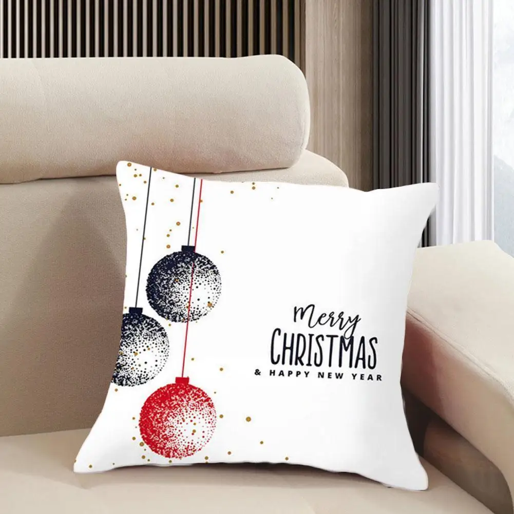 

45*45cm Single-sided Peach Skin Christmas Decoration Sofa Case Cover Case Cushion Seat Decoration Car Cover White Pillow Pi A8R2