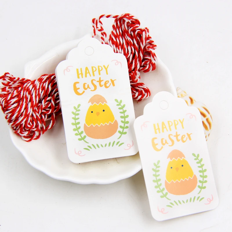 50 шт. пасхальные бирки из крафт бумаги с веревкой этикетки в виде кролика детская