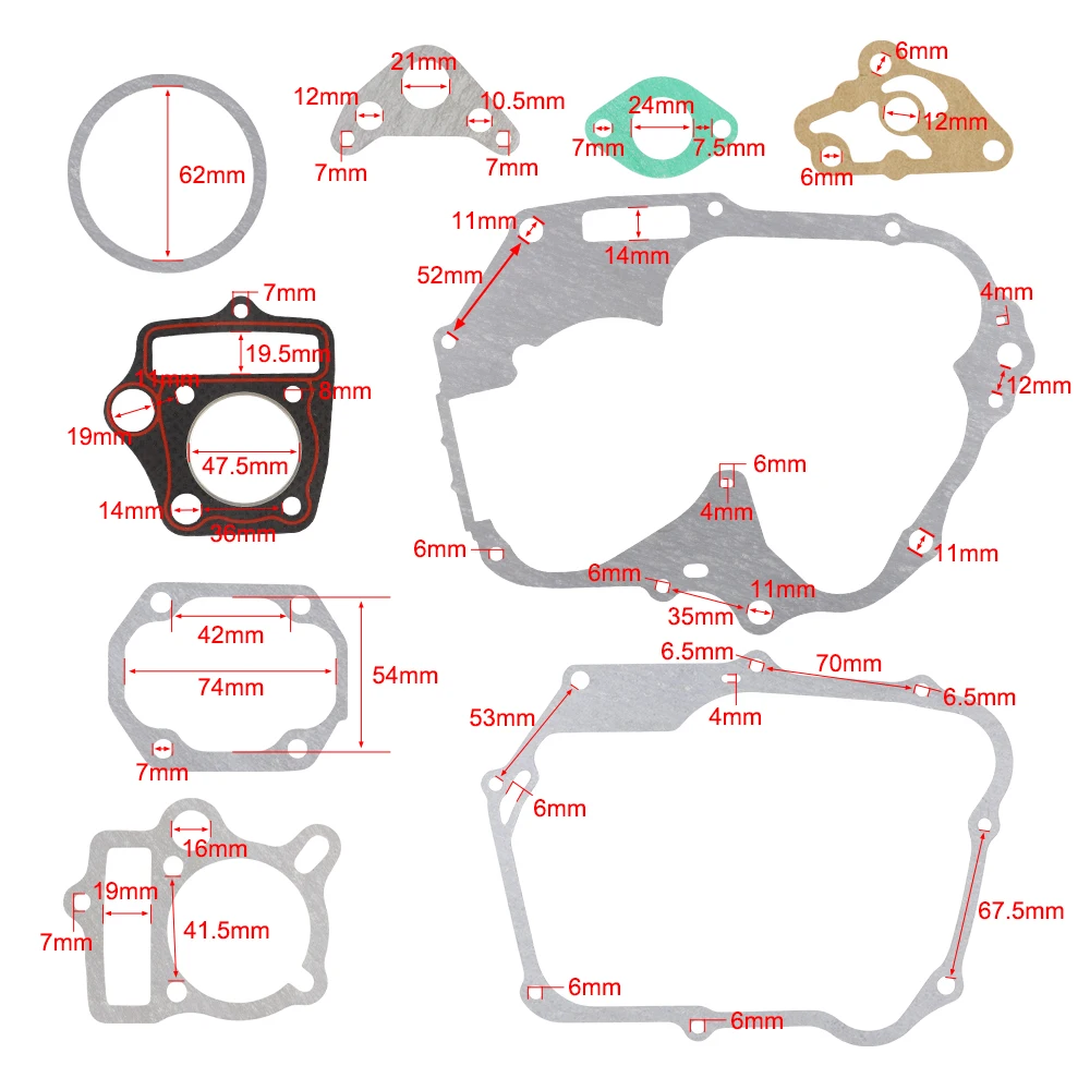 Полный комплект прокладок для Honda C70 CL70 CRF70F CT70 S65 SL70 XL70 XR70R D15|honda gasket set|honda gasketkit kits |