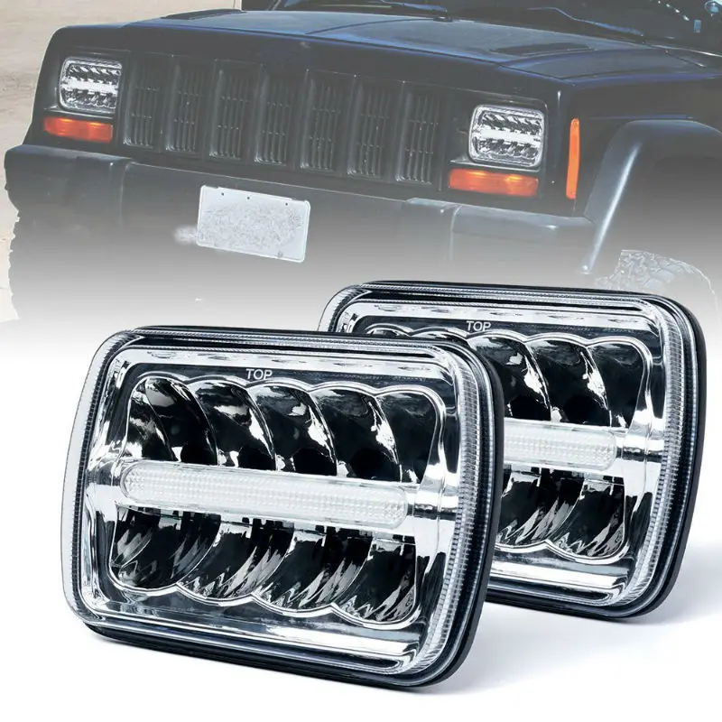 

4X6 Inch LED Square Headlights with High/Low Beam DRL Replace HID Xenon for 1979-1993 Ford Mustang