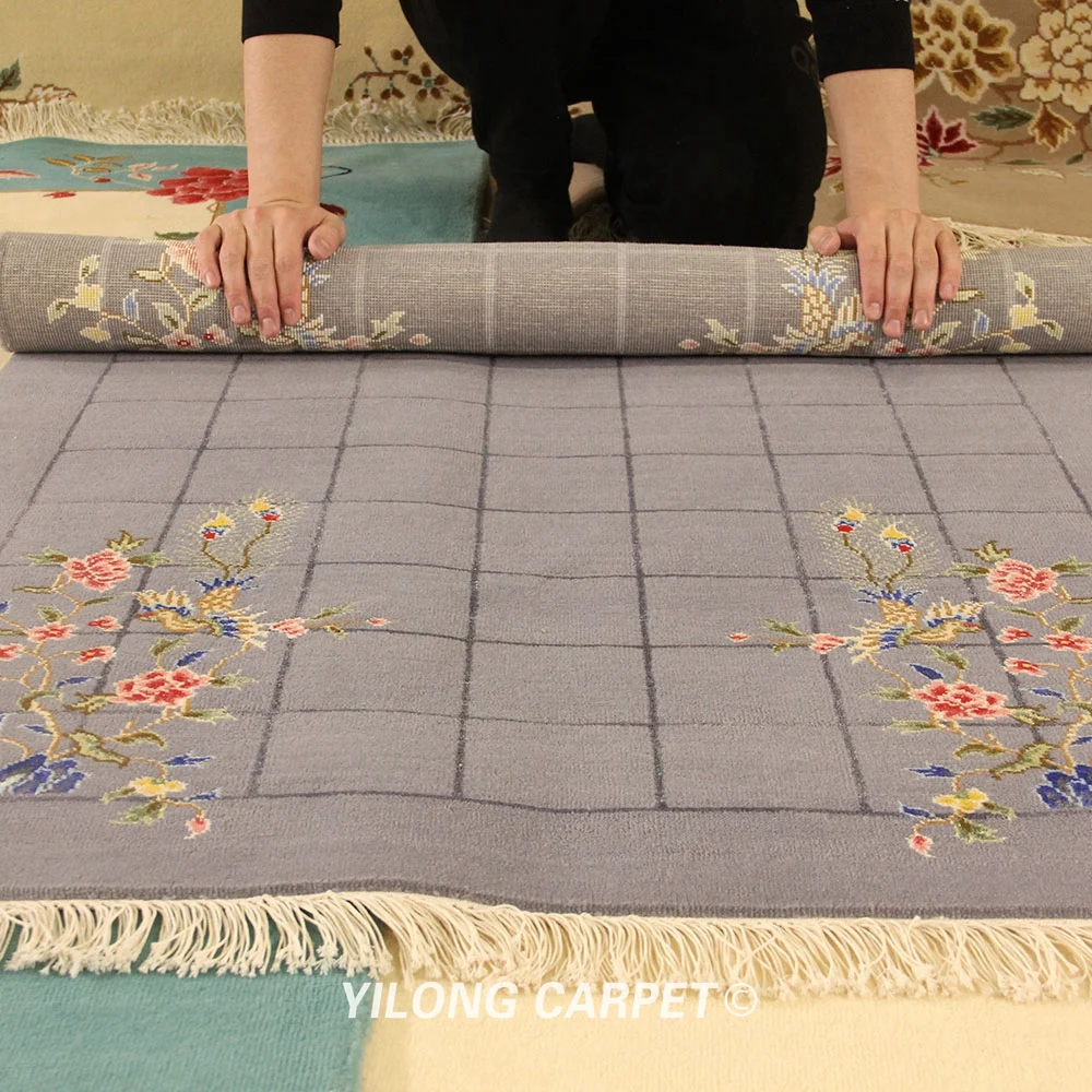 YILONG 3 'x 4 7' изысканный ручной вязки в китайском стиле серый ковер мягкий