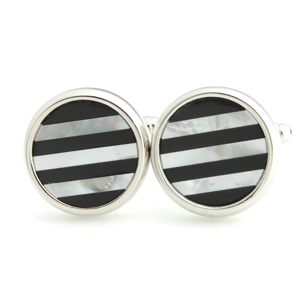 Мужские классические черно-белые круглые запонки и шпильки для смокинга в