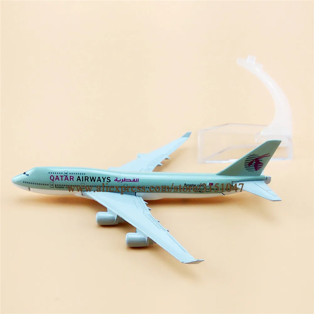Модель самолета из металлического сплава 16 см авиаперевозки Катар Боинг 747|gift|gift