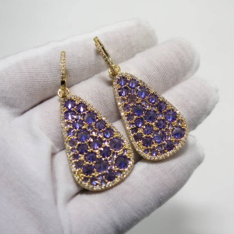 

Luxury Water droplets Long Drop Earring for Women Wedding Cubic Zirconia Crystal Statement Party Bridal Fringed Jewelry Gift