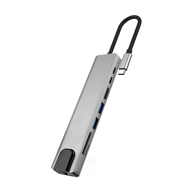 8 в 1 USB 3 0 Высокоскоростные порты Type C концентратор Usb до 4K 30HZ HD ноутбук Rj45 Gigabit Ethernet