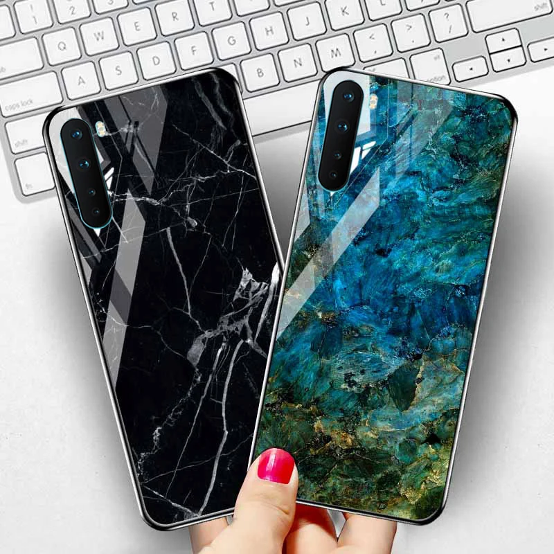 Oneplus Nord чехол Роскошный мраморный камень закаленное стекло защитный бампер для One