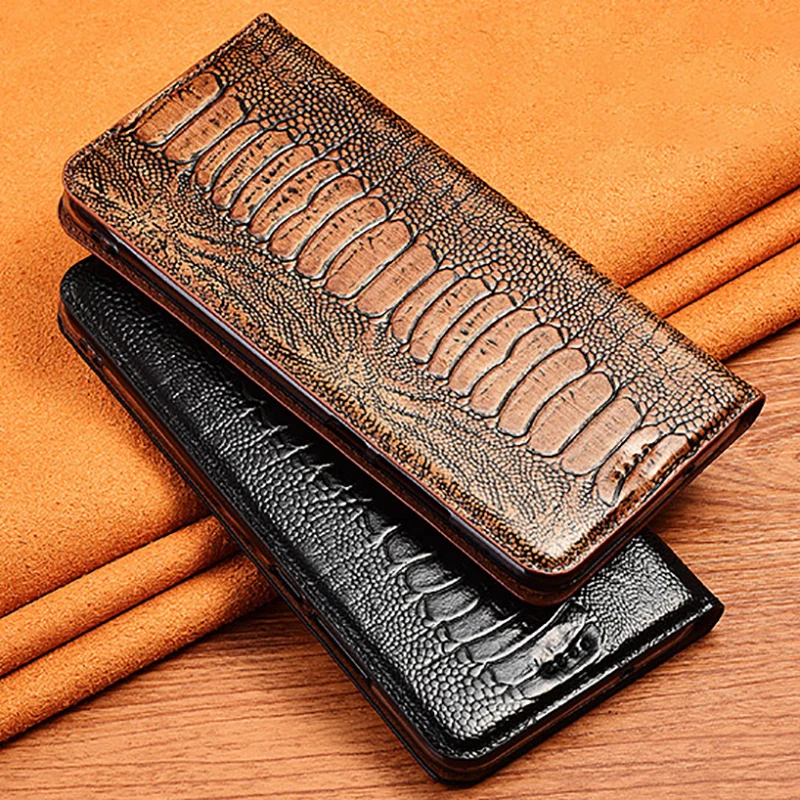 

Ostrich Genuine Leather Case For Huawei Honor 7A 7X 7C 7S 8A 8C 8S 8X Max Magnetic Cases Phone Flip Cover