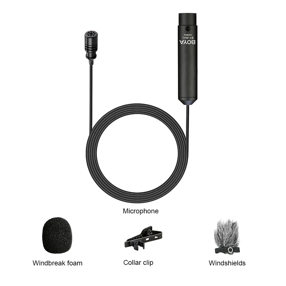 BOYA BY M4C & M4OD Phantom Power Clip On Cardioid XLR Lavalier Mic с пушкой для камеры видеокамеры ZOOM H4n H5 H6
