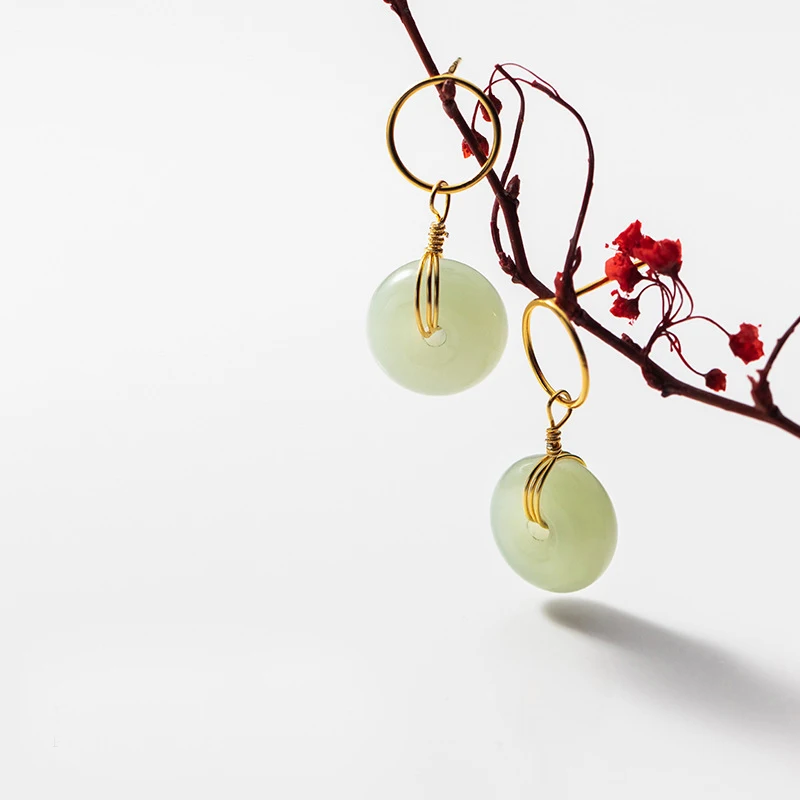 

MoveAcc 925 Sterling Silver Golden Color Drop Earrings with Round Stone Charm Earrings for Women
