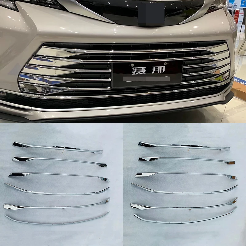 

Для TOYOTA Sienna (XL40) 2021 2022 ABS яркая Передняя средняя решетка гриль декоративная рамка Крышка отделка Аксессуары