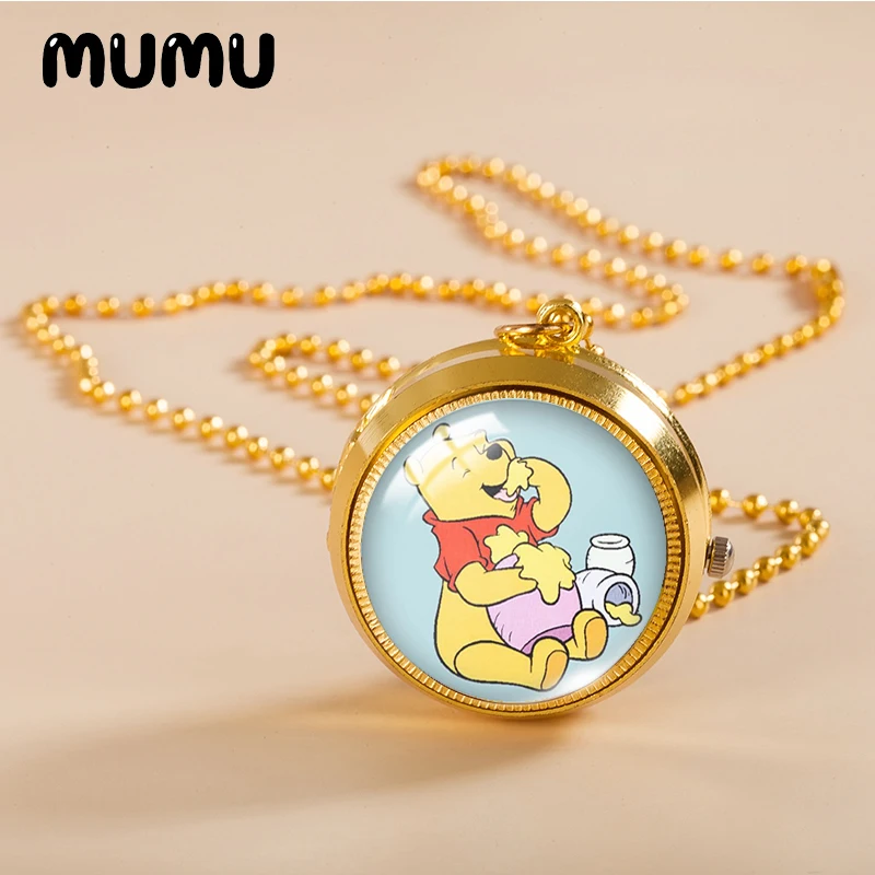 Новинка 2021 Винни-Пух карманные часы ожерелье медведь любовь медовый золотой цвет