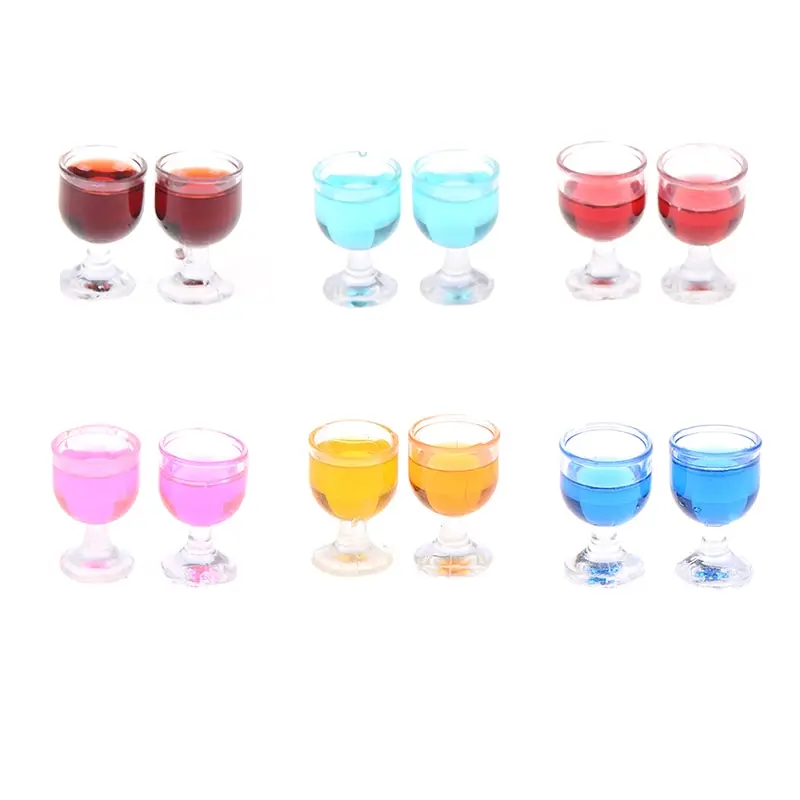 

2Pcs 1/12 Mini Red Wine Cup Simulation Furniture Wine Glass Goblet Dollhouse Miniature Toy Accessories for Doll House Decoration