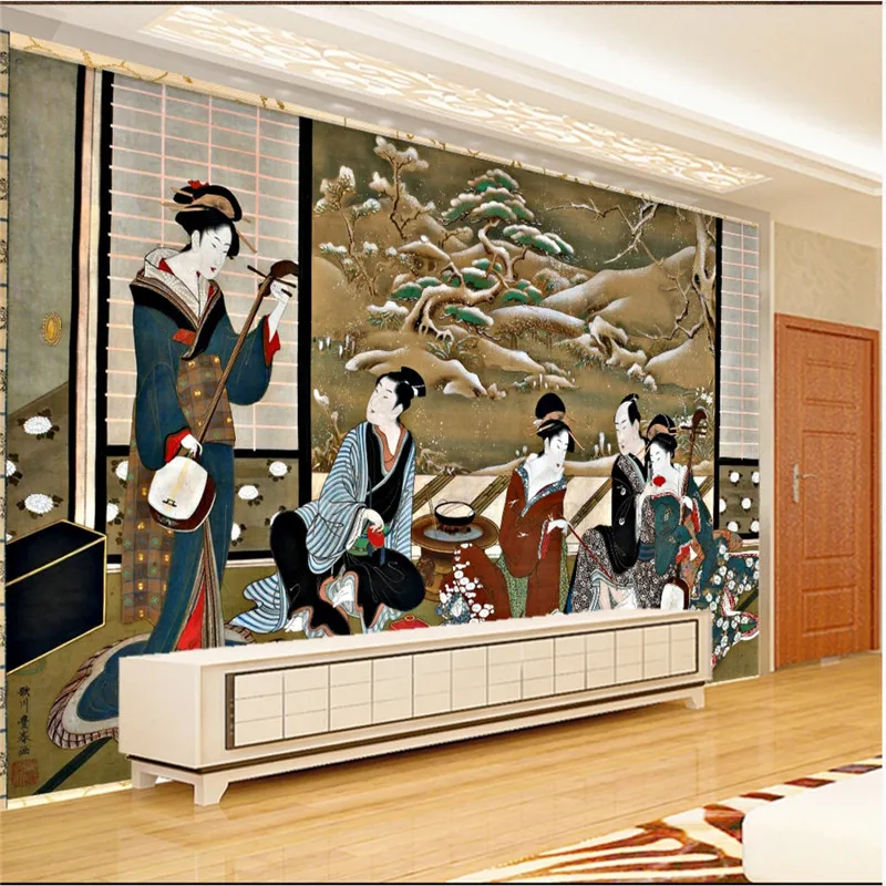 Japanese Ukiyo-e Big Waves HD Photo Wallpapers and Wind Background Wall Paper 3D for Japanese Cuisine Sushi Restaurant Decor