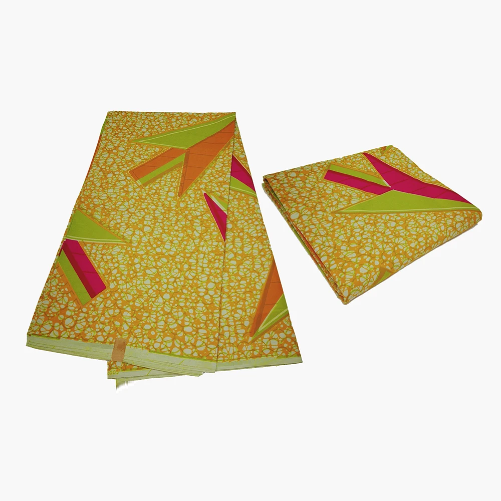 

2019 New Arrival African Wax Prints Fabric 100% Cotton Comfortable Wax African Ankara Yellow Fabric 6Yards