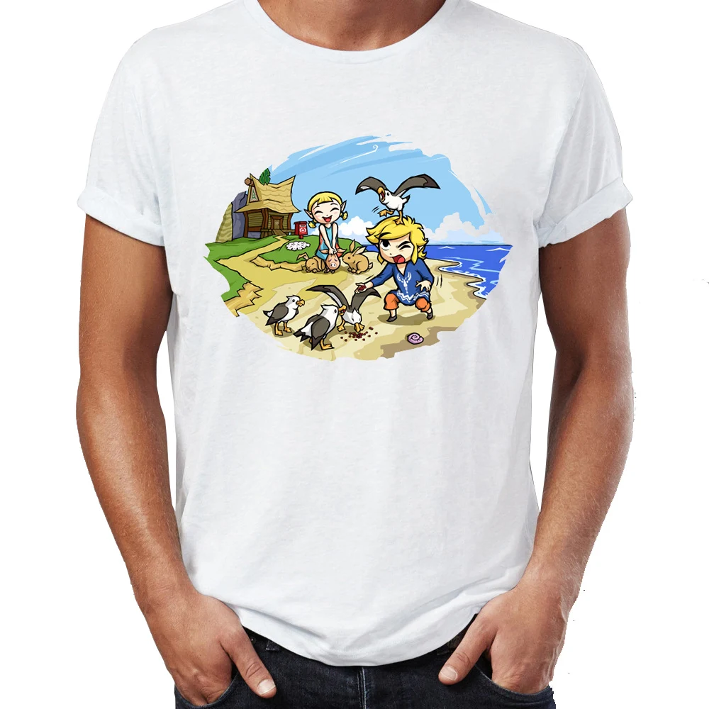 Мужская футболка The Windwaker and Great Wave Off Kanagawa Zelda Link удивительная Футболка с принтом